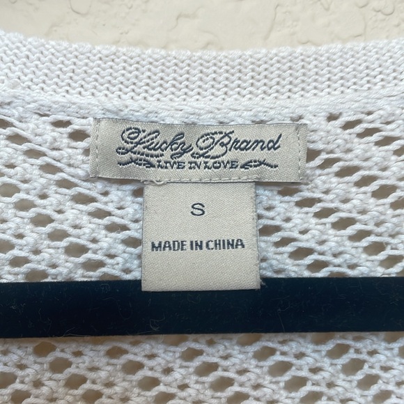 Lucky Brand Cream Crochet Cardigan Size Small - Picture 4 of 6